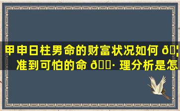 甲申日柱男命的财富状况如何 🦋 准到可怕的命 🌷 理分析是怎样的